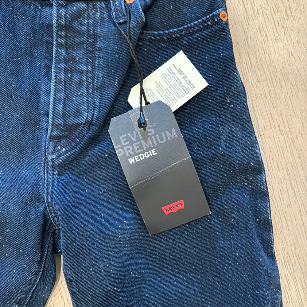 Levi’s speckled dark blue indigo denim jeans Wedgie straight leg mid rise 25 - Picture 2 of 4